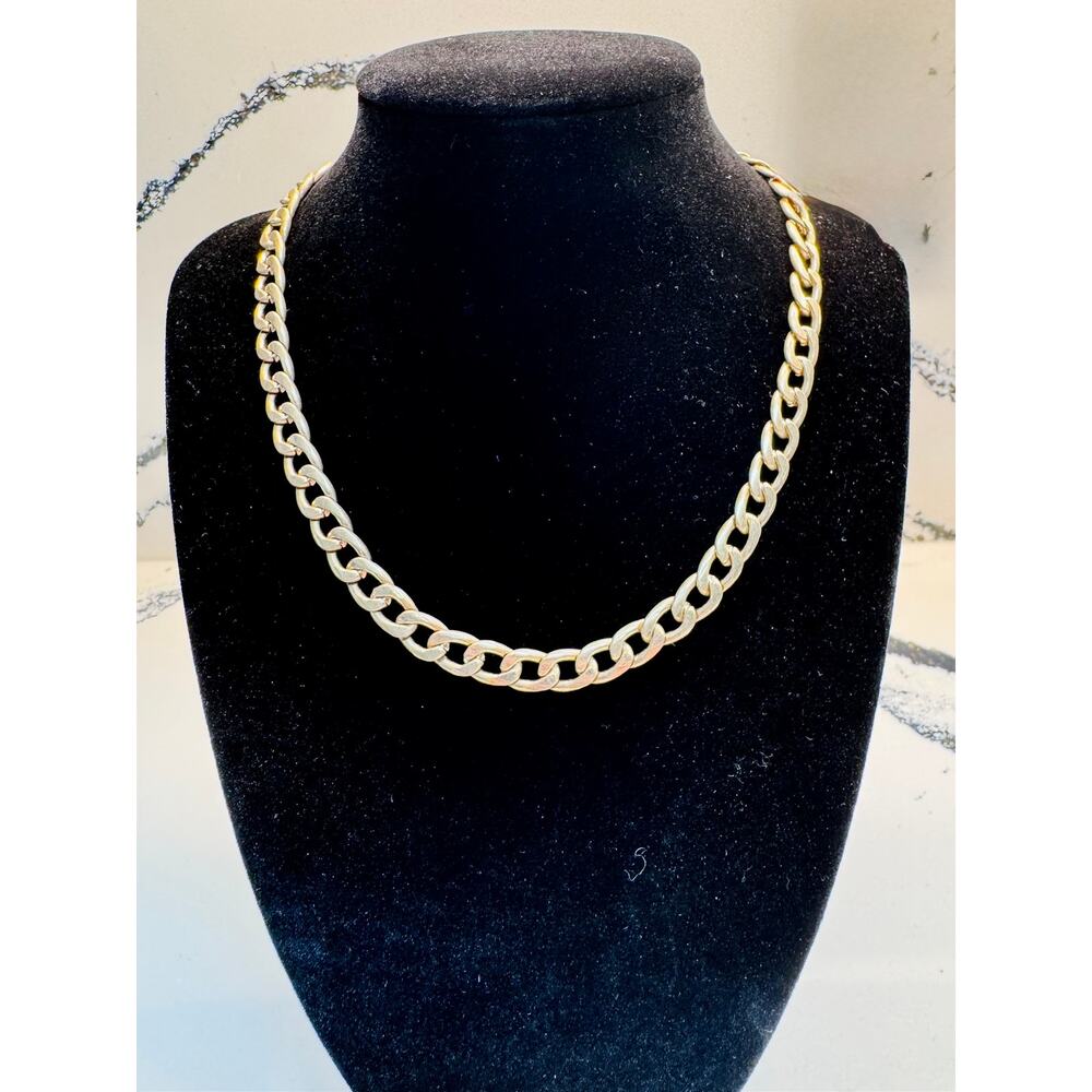 Chunky Gold Tone Curb Chain Necklace Cuban Link Statement Necklace Adjustable